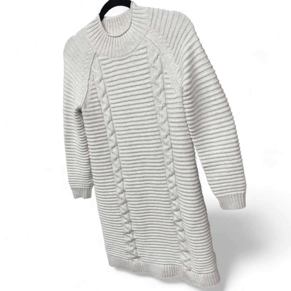 Banana Republic Ribbed Cable Knit Funnel Neck Sweater Mini Dress - Picture 4 of 7